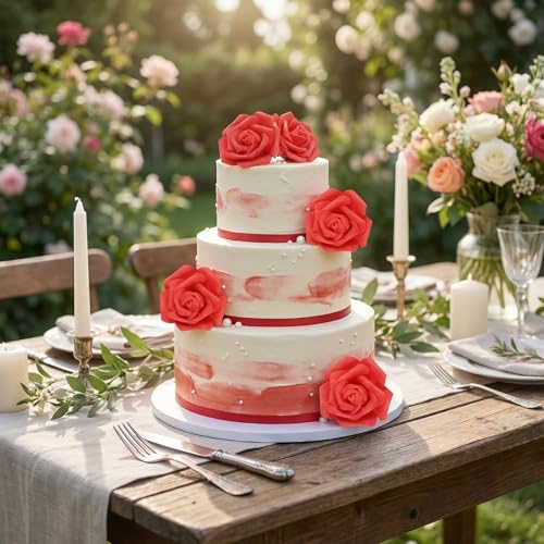 50 PCS Deep Red Foam Rose Stemless Artificial Flower Head Bulk 2.75in Mini Fake Simulated Eternal Flores Roses Flower for DIY Craft Bridal Bouquets Centerpieces Arrangement Home Decoration - color: Deep Red