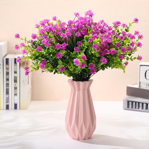 WILLBOND 12 Bundles Artificial Flowers Outdoor, UV Resistant Faux Artificial Plants Shrubs Plastic Flower Bulk for Hanging Planter Porch Window Home Spring Summer Decor(Fuchsia) - color: Fuchsia