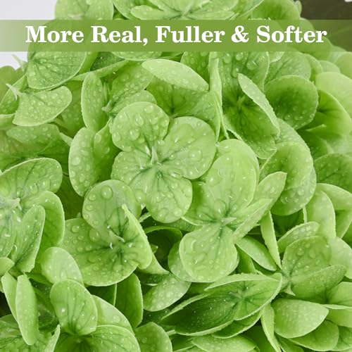 Artflower 4Pcs Real Touch Hydrangea Artificial Flowers, 22.5'' White & Green Faux Full Latex Hydrangea Flowers for Home Decor Floral Arrangements Wedding Bouquets Table Centerpiece Decorations - color: White & Green, size: 4 Pcs