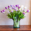 Artificial Tulips Flowers,Soft Touch Latex Bouquet, Fake Tulips,Spring Wedding Home Room Table Centerpiece Decor - color: 40pcs Amethyst Set(no Vase)