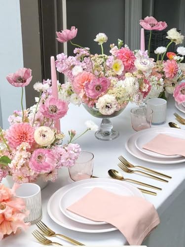 IPOPU Pink Artificial Poppy Silk Flowers 6pcs for Decoration - Faux Flowers With Stems for Wedding Centerpieces, Tables, Bridal Shower Party Decorations - color: Pink