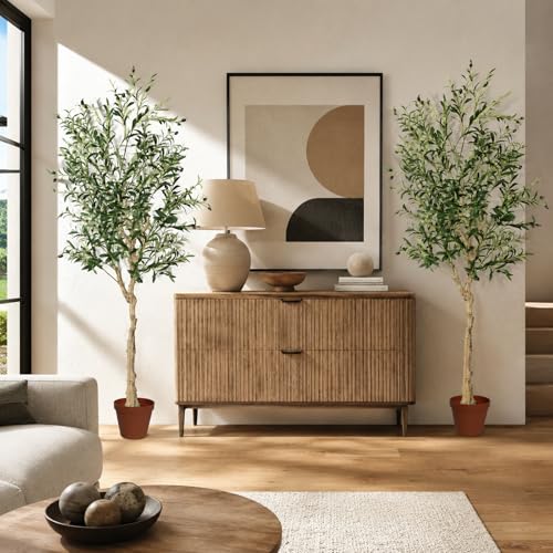 2 Pack 6FT Artificial Olive Tree with Lifelike Fruits for Indoor Outdoor Décor - size: 6ft-2pack