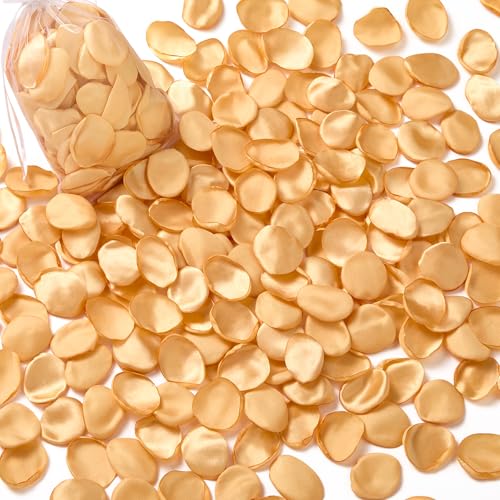 Serwalin 300Pcs Silk Rose Petals Fake Flower Petals Champagne Gold Artificial Rose Petals for Weddings Proposal Flower Girl Petals Aisle Flower Girl Basket Runner Bridal Shower Table Decor - color: Aq Champagne Gold, size: 300pcs