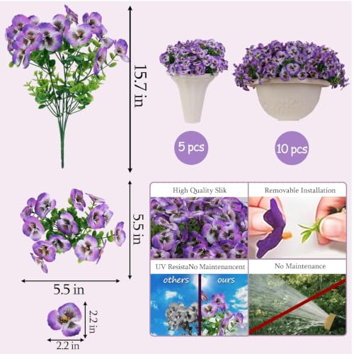 10 Bundles Artificial Orchid Stems Outdoor in Multi-Purple,Realistic Outside Fake Flowers, Faux Spring Flowers for Outdoor Planters,Front Porch,UV Resistant for Wedding,Party Porch,Table Decoration - color: Multi Purple-10