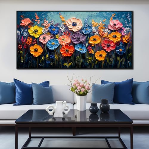 Flower Wall Art For Living Room Colorful Wall Decor For Girls Room Large Framed Wall Art For Office Women 29 x 58 Inch - color: Colorful Framed, size: 58"L x 29"W
