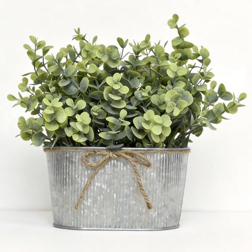 Artificial Eucalyptus Leaves Faux Plants Table Centerpiece, Rustic Potted Plants for Farmhouse Home Décor, Artificial Greenery for Home Decoration