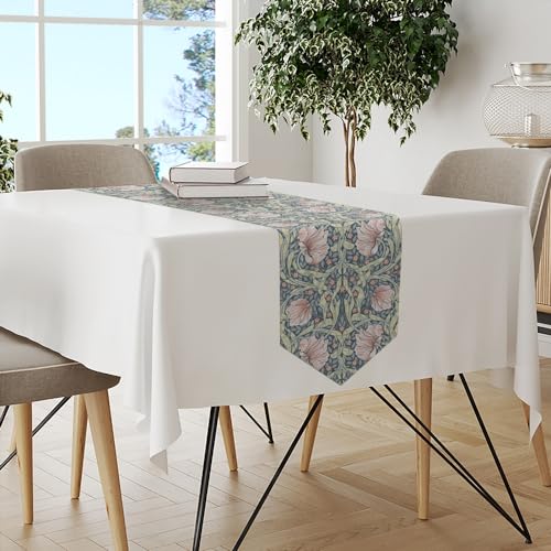 William Morris Vintage Floral Table Runner,Botanical Blue/Pink Farmhouse Rectangular Runner,Elegant Chic Table Runner for Holiday Party,Wedding and Indoor Outdoor Dining Table Decor,13"x72" - color: Vintage Flowers Runner-8