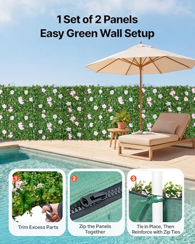 VEVOR Artificial Luxury‌ Flower Wall Backdrop, 2 PCS, Each Panel 2 x 8 ft, Gorgeous 3D Silk Floral Backdrop Pet Friendly, Easy Installation Flower Wall Panel for Wedding, Event, Party,Mixed Leaf - color: Mixed Leaf, size: 2×8 FT 2P