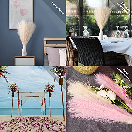 Faux Pampas Grass, 18"/45cm Artificial Pampas Grass Fluffy 6 Stem pompous Grass Flower Arrangement for Boho Home Wedding Decoration (Taupe) - color: Taupe