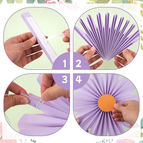 Paper Jazz Colorful Party Decorations with Daisy Paper Flower,Rainbow Birthday Decorations-9pcs Tissue Mexican Decor for Home Backdrop Garden Birthday Party Wall Hanging Fan for Spring Party - color: colorful