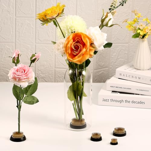 5 Pcs Flower Frogs for Flower Arrangements, Brass Floral Frog Kenzan with Rubber Base, Japanese Ikebana Flower Holder Fixed Tools for Vase, DIY Floral Arrangement Supplies (Multiple Sizes, Gold) - color: Gold
