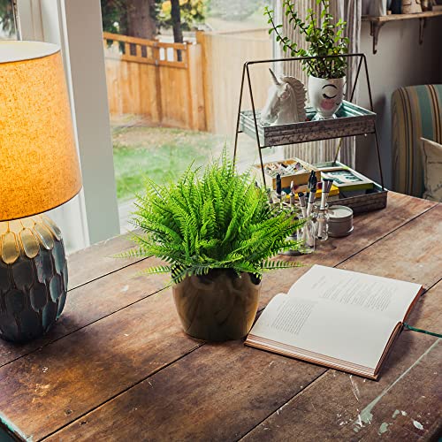 8 Bundles Ferns Artificial Plant Flower Outdoor Fake Boston Fern Bushes UV Resistant Plastic Faux Fern Greenery Stems Leaves for Home Indoor Outside Ground Porch Garden Arrangements Décor - color: Green Fern, size: 8pcs