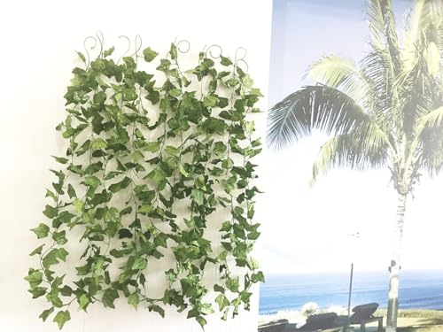 40 Ft Artificial Ivy Silk Vines Fake Hanging Plants High Simulation Garlands Greenery Chain for Home Wedding Wall Party Decoration, Pack of 5 - size: Leaves Dia:2.76"