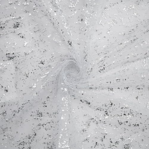 Artoid Mode White Silver Gauze Table Runner 120 Inch 10FT, Glitter Metallic Foil Sheer Dining Holiday Wedding Anniversary Birthday Table Decor for Home Party - color: White Silver, size: 28" x 120"