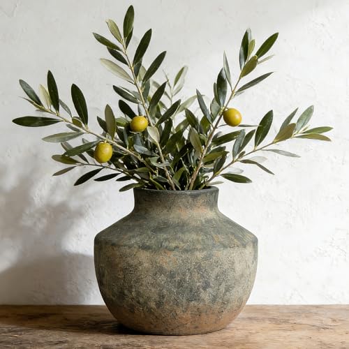 Ceramic Flower Vase, 5.5 Inch Small Flower Rustic Vase, Decorative Vase Short Pottery Vase for Home Decor, Living Room, Entryway, Table, Shelf - color: 5.5"h-vintage Black