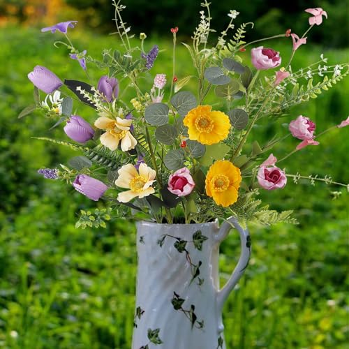 CISDUEO 4 Pcs Wildflowers Artificial Flowers Daisies Roses and Poppies Faux Wildflowers Summer Flowers Artificial for Decoration Spring Silk Floral Arrangement Wedding Party Table Centerpieces Home - color: 4 Pcs-colorful Wildflowers