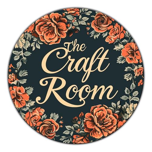 Vintage Round Metal Sign - Craft Room Wall Art - Rustic Wreath Decor - 8 Inch - color: Thanksgiving 13, size: 8 inches