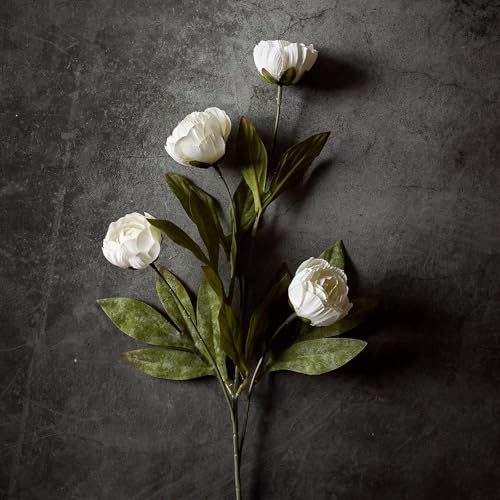 VIERENA 6 Pcs Faux Silk Peony Artificial Flowers for Vase -27", Bulk Fake Peonies Branches with Stems for DIY Bouquet Centerpieces Wedding Fillers Arrangements Shower Decorations (Cream) - color: Cream