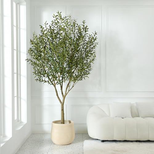 VeriNatural Artificial Olive Tree 8FT - Large Fake Olive Trees Indoor with 4028 Silk Leaves, Outdoor Potted Faux Plant with UV Resistant for Living Room,Office,Patio, Home Decor,VN157 - size: 8ft