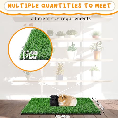 Kigley 4 Pcs Artificial Grass Guinea Pig Pee Pads Reusable 18 x 14 Inch Rabbit Grass Mat Washable Turf Fake Grass Replacement Pad for Potty Training Bunnies Chinchillas Puppies Small Pets