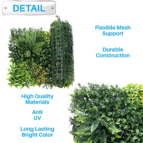 Patio Paradise Artificial Greenery Grass Wall Panels, 20"x20" (6pc) Faux Grass Boxwood Backdrop Fake Ivy Privacy Screen Green Hedge for Indoor Outdoor Décor, 8 3D Mixed - color: #8 3D Mixed, size: 20"x20"
