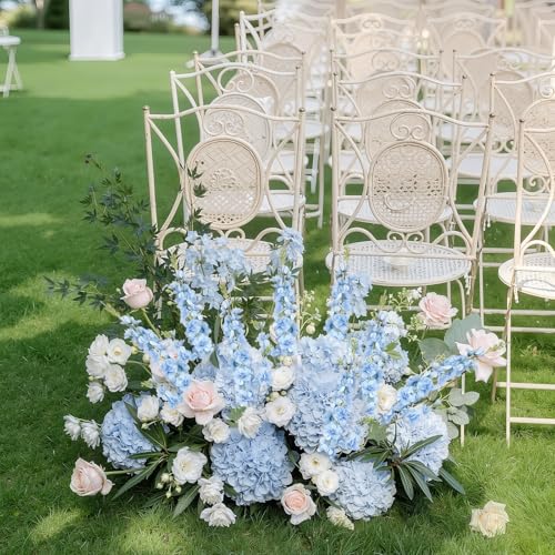 16Pcs Light Blue Delphinium Artificial Flower 33.5'' Faux Flowers Long Stem Silk Larkspur Flowers Bulk for Tall Vase for Home Wedding Floral Arrangements Centerpiece Table Decor - color: Light Blue
