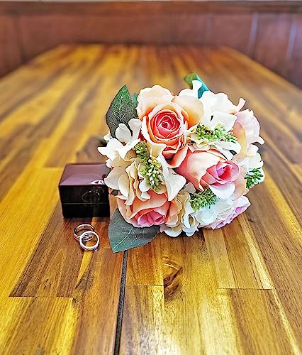 Admired By Nature Artificial Rose Hydrangea Flowers Bouquet, 9 Stems Faux Wedding Bouquet for Bride Bridesmaid, Centerpieces Floral Arrangement Home Decoration GPB8359-BLUSH-2, Blush 2 Pc Set - color: Blush-hydrangea, size: 1