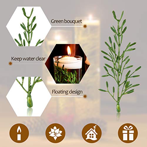 WILLBOND 50 Pcs Faux Flowers for Floating Candles Floating Flowers Vase Fillers for Centerpieces Mini Flower Filler Filling in Cylinder for Wedding Centerpiece Party Decor (Green) - color: Green