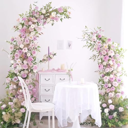 Curved Metal Wedding Arch Stand, Garden Arch Flower Stand Outdoor Indoor Use for Wedding Ceremony Birthday Anniversary Floral Stand Background Decoration 8.2FT and 6.9FT (Black) - color: Black