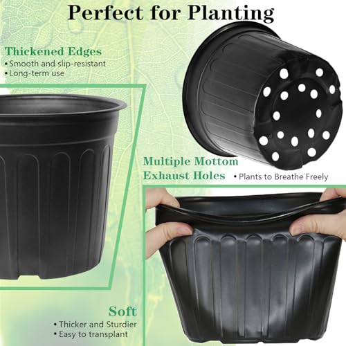 24-Pack 3 Gallon Flexible Plastic Plant Pots with 30Pcs Plant Labels,Thickened Soft Seed Starting Container for Indoor Outdoor Plants, Seedlings, Vegetables, Succulents and Cuttings - size: 3 Gallon