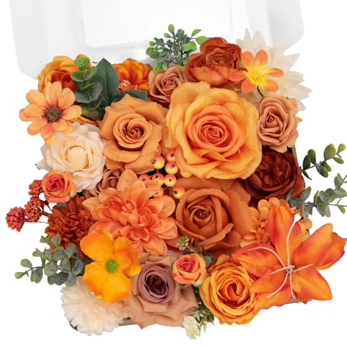 TINGE TIME Fake Flowers Artificial Flowers Peonies Bulbous Chrysanthemum Daisy Hydrangea Sunflower Violets Dahlia Daffodils Epiphyllum Orchid Cherry Blossom Camellia Leyaron (Burnt Orange) - color: Burnt Orange