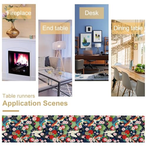 Japanese Crane Table Runner, Cherry Blossom Asian Pine Tree Spring Floral Japanese Background Table Runner for Home Kitchen Dining Patio Indoor Outdoor 13x36in - color: Aisa-8, size: 13x36in
