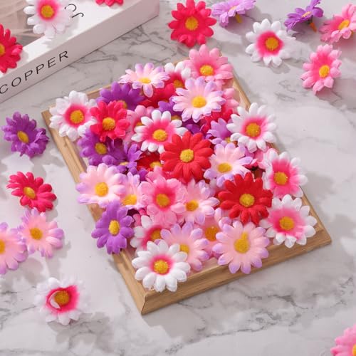 uxcell 100pcs Artificial Daisies Flower Heads,1.6" Silk Fake Daisies Heads Mini Daisies Artificial Flowers Bulk for DIY Wedding Bouquets Centerpieces Party Home Decorations, Pink/White - color: Pink/White