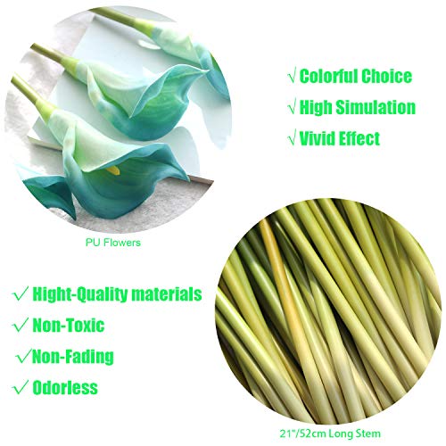 10pcs Calla Lilies Artificial Flower,26'' Long Stem Artificial Calla Lily Flowers,Realistic Arum Lilies for Wedding Bridal Bouquet Home Decor Centerpiece,Blue - color: Blue