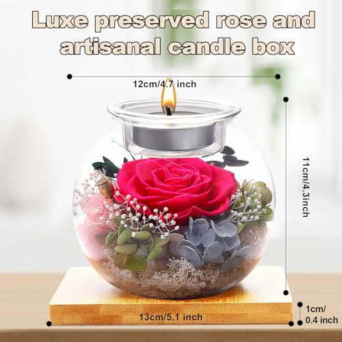 Flowers for Delivery, Preserved Flower in Glass Dome with Scented Candle, Long Lasting Rose Gifts for Women Wife Girlfriend on Christmas Mothers Day Valentines Day Birthday (Pink) - color: Pink