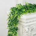 DDHS Artificial Boxwood Garland, 6FT Fake Plant Greenery Eucalyptus Garland Faux Vines Hanging Plant Green Artificial Boxwood Plants for UV Outdoor Indoor Wedding Backdrop Wall Table Farmhouse Party