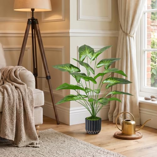 florisso 26" 3D Printed Artificial Tropical Potted Plant, Realistic Tall Faux Plant Indoor Outdoor Tree for Living Room Home Decor - size: 26" Tropical Plant