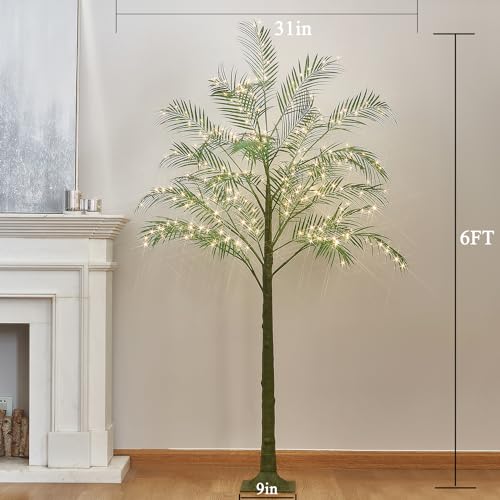 Hairui Lighted Palm Tree 6FT 300 LED Fairy Lights, Faux Plant Tree with Lights for Home Holiday Summer Decoration Indoor Outdoor - style: 6FT Palm tree