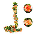 JUSTOYOU 2 Pack (15.8FT) Fake Rose Garland, Artificial Rose Vines Flowers Hanging Silk Rose Vine Wedding Home Backdrop Party Arch Arrangement Decoration - color: Sunset Red