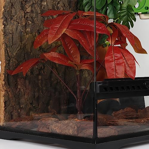 Fake Red Money Tree Plant, Reptile Decor for Terrarium, Crested Gecko Tank Accessories fit Leopard Gecko Bearded Dragon Lizard Chameleon Snake Tortoise - color: N-fake Red Money Tree Plant