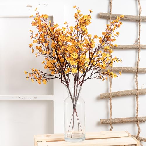 1pcs Artificial Flowers Single Branch Fake Flowers for Vases,45cm,Orange - color: Orange