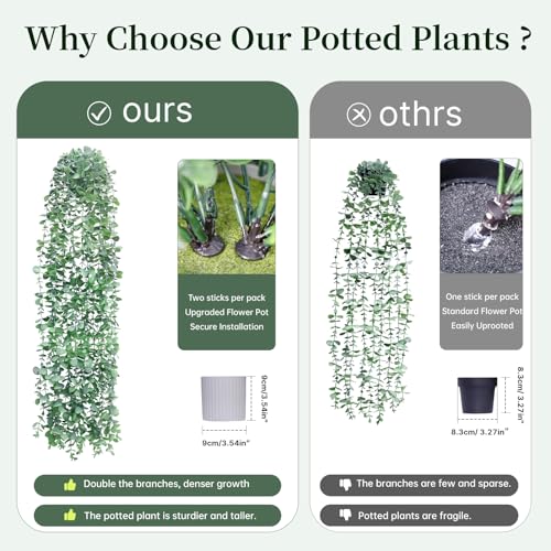 Artificial Hanging Plants for Shelf, Fake Potted Greenery 2-Pack Faux Eucalyptus Vine in Black Pot, Décor for Office Living Room Bathroom Indoor Outdoor - color: 2-pack Eucalyptus Vine