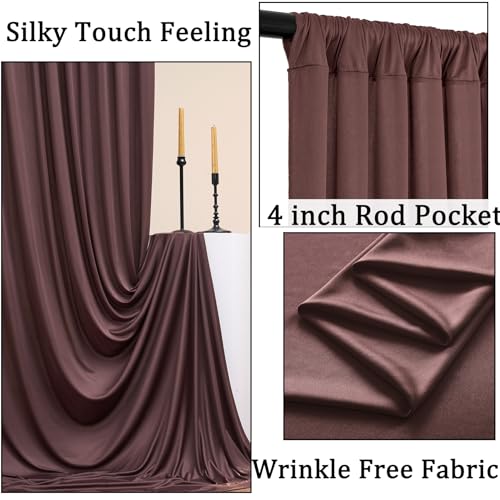 10x8 ft Wrinkle Free Brown Backdrop Curtain for Parties, Thick Polyester Photo Backdrop Drapes 2 Panels for Wedding Birthday Party Photography Background Baby Shower - color: Brown, size: 10ftx8ft