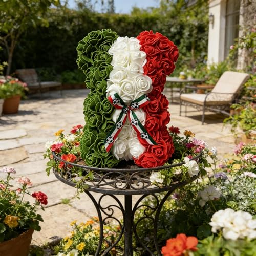 Mexico Artificial Rose Flower Bear,Perfect Romantic Gift for Her, Valentine's Mother's Day, Christmas, Birthday,Thanksgiving Party Anniversary Girl Friend Wife Light Strips and Greeting Cards (MX) - color: Mx