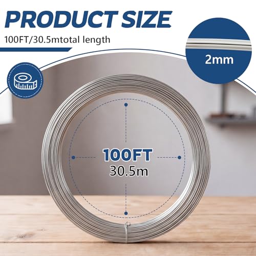 Pelopy 12 Gauge 304 Stainless Steel Wire 100 FT Metal Wire Armature Bendable Armature for Sculpting Dolls Floral Jewelry Making Weaving DIY Crafts, Silver - size: 12 Gauge,100ft