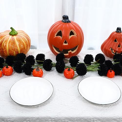 Xunyee 30 Pcs Halloween Artificial Black Flowers with Stems 2.76'' Large Black Faux Flowers Plants Faux Silk Chrysanthemum Ball Hydrangea Arrangements for Wedding Bouquet Floral Centerpiece Decoration