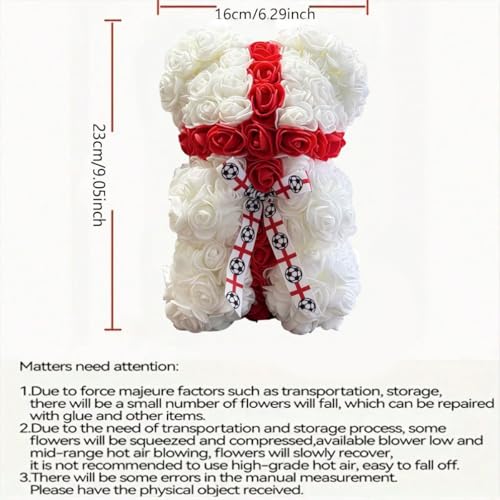 England LED Artificial Rose Flower Bear, Valentine's Mother's Day, Christmas, Birthday,Thanksgiving Party Anniversary Girl Friend Wife Light Strips and Greeting Cards (GB) - color: Gb
