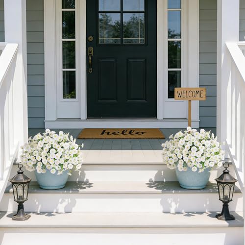 ADXORA 12 Bundles Morning Glory Artificial Flowers for Outdoor Decoration UV Resistant Fake Plastic Plants Artificial Greenery for Indoor Outdoor Garden Patio Window Box Home Decor - color: White