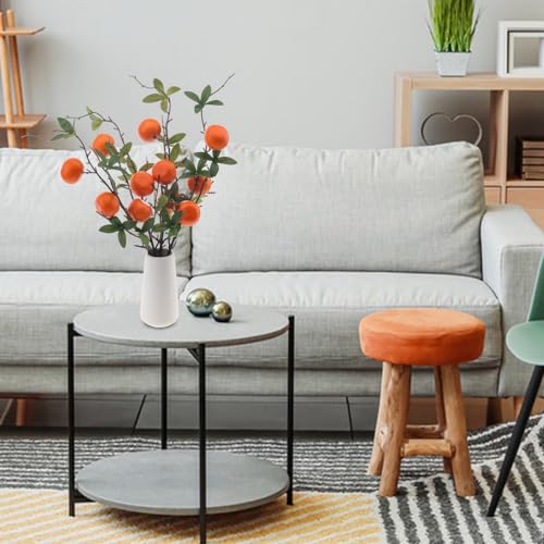 Woration 4PCS Artificial Orange Branches Simulation Tangerine Plastic Tree Plant Stem with Fruit Fake Greenery Home DIY Décor Props 19.3inch - color: 19.3 Inch Fake Orange Branches
