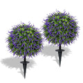 Bdor 25" Artificial Lavender Topiary Ball Trees with Ground Stake, Faux Potted Plants Purple Lavender Set of 2, Outdoor Fake Flower Bushes, UV Resistant for Home Lawn and Front Porch Garden Decor - style: Lavender